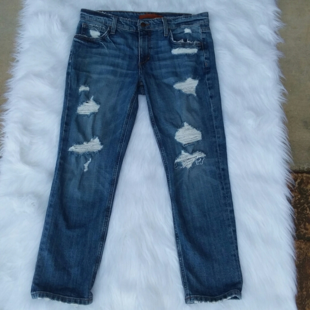 Joe's Jeans Slim Crop Jeans Size 27 Waist 32 Distressed Comfort Denim